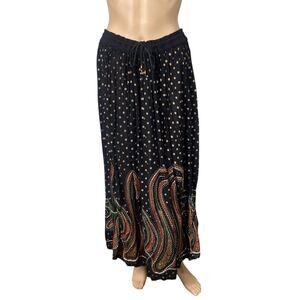 VTG Jackpot NY Sequin Paisley Peasant Skirt Boho Bohemian Hippie